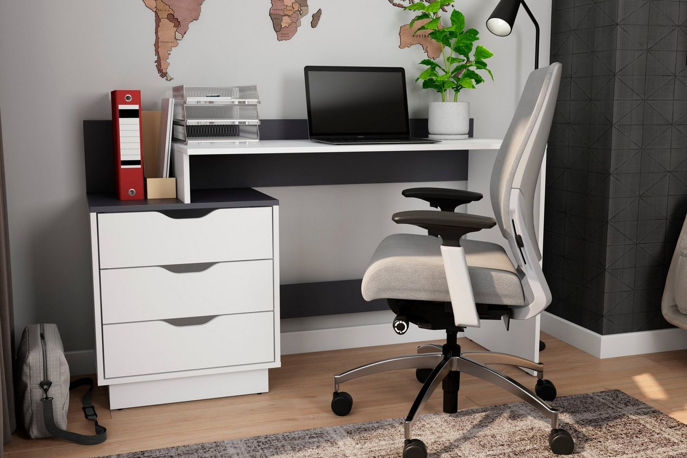 byLIVING Schreibtisch Bern, moderner Computertisch, mit viel Stauraum, Breite 138cm, rechts oder links montierbar – Bild 2 von 5