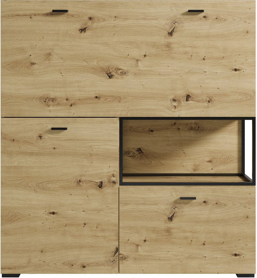 byLIVING Sekretär FRAME, Artisan Eiche (Eiche-Optik)/schwarz, 1 Türen, 2 Klapptür, B 120 cm – Bild 5 von 5