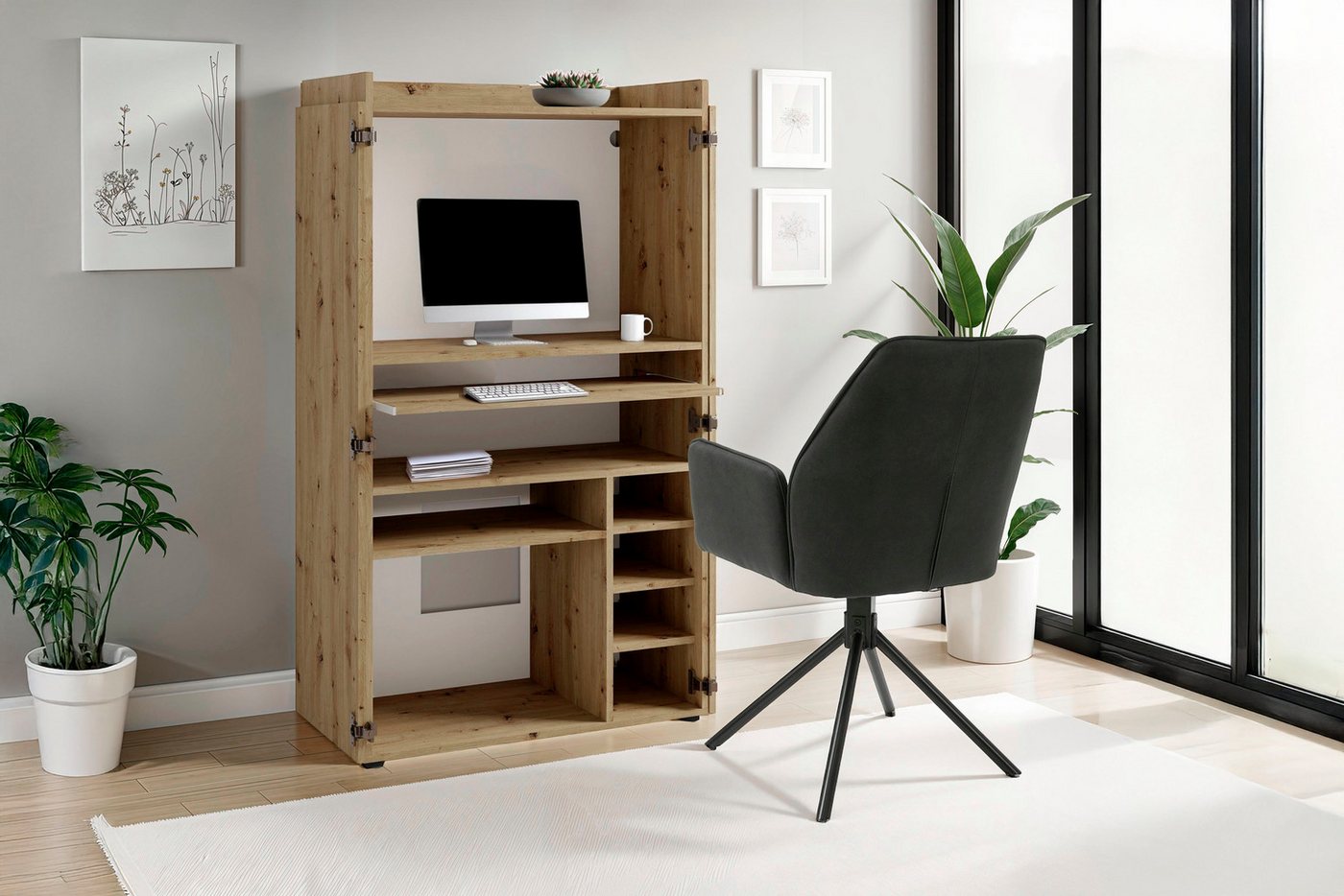 byLIVING Sekretär Janne, platzsparende Arbeitslösung für den Wohnraum mit viel Stauraum – Bild 2 von 5