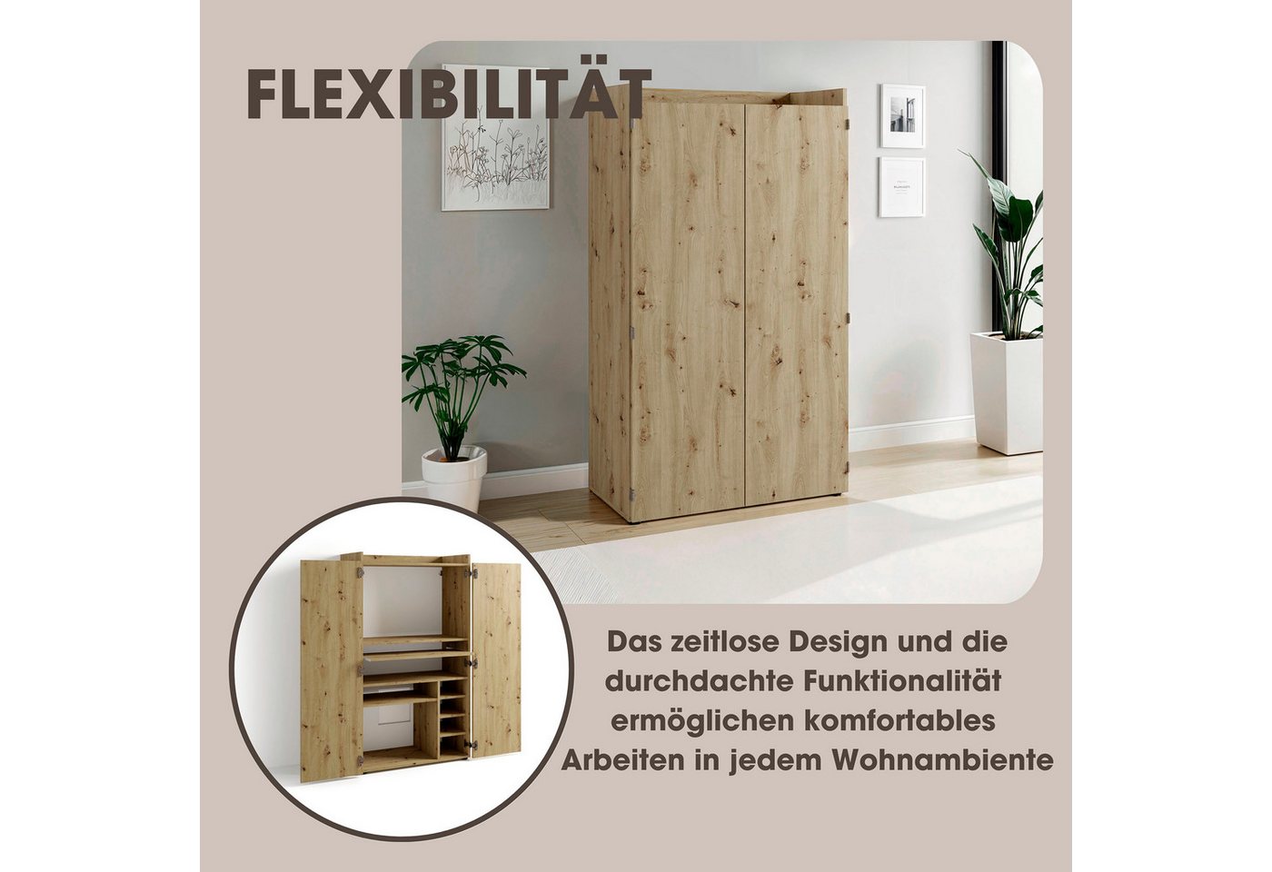 byLIVING Sekretär Janne, platzsparende Arbeitslösung für den Wohnraum mit viel Stauraum – Bild 3 von 5