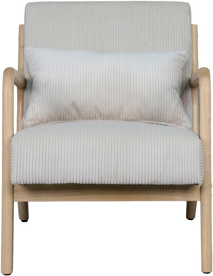 byLIVING Sessel NOHR, Grob-Cord, Gestell Massivholz Rubberwood, Separates Zierkissen – Bild 2 von 5