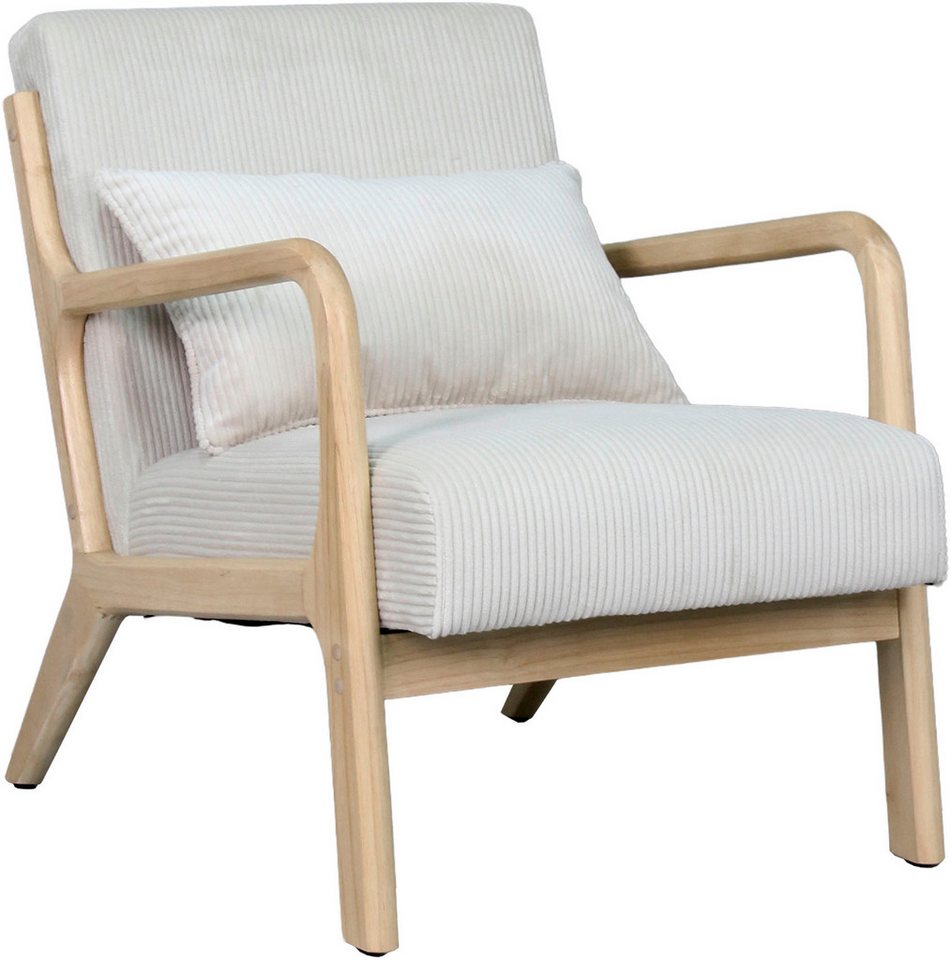 byLIVING Sessel NOHR, Grob-Cord, Gestell Massivholz Rubberwood, Separates Zierkissen – Bild 5 von 5