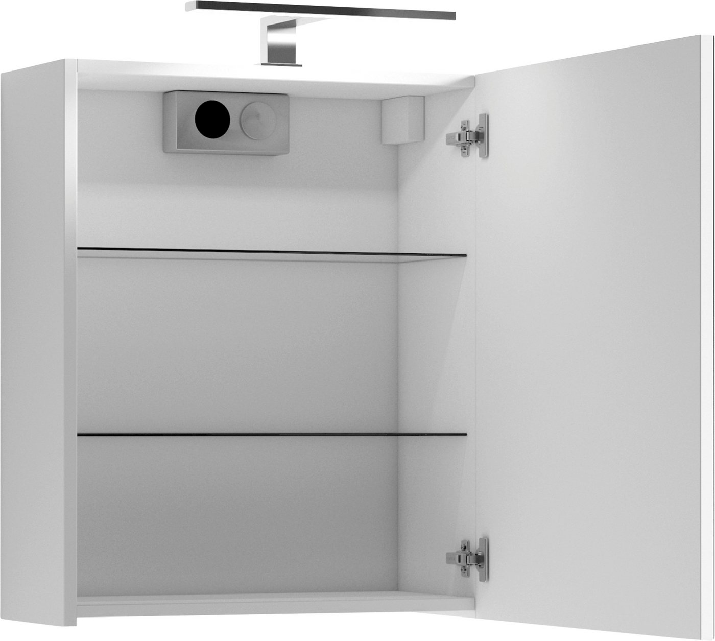 byLIVING Spiegelschrank Serie Spree, in vielen Breiten erhältlich Soft-Close, LED Beleuchtung mit Schalter- und Steckdosenbox – Bild 3 von 5