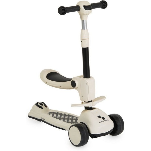 Byox Cityroller Checkmate 2 in 1, Laufrad-Funktion, Sound, Licht, Sitz und Lenker verstellbar, 3 Räder