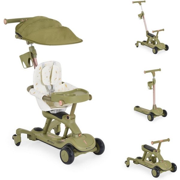 Byox Cityroller Cornet 6 in 1, Rutscher-Funktion, Musik, Becherhalter, Schiebestange, Sitz, klappbar