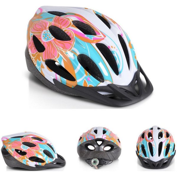 Byox Kinderhelm Y02, Größe L 58-62 cm, 17 Löcher, LED-Licht, EPS + PVC-Schale, einstellbar