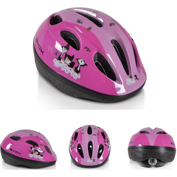 Byox Kinderhelm Y03, Größe S 48-54 cm, LED-Beleuchtung, 8 Löcher, EPS und PVC-Schale