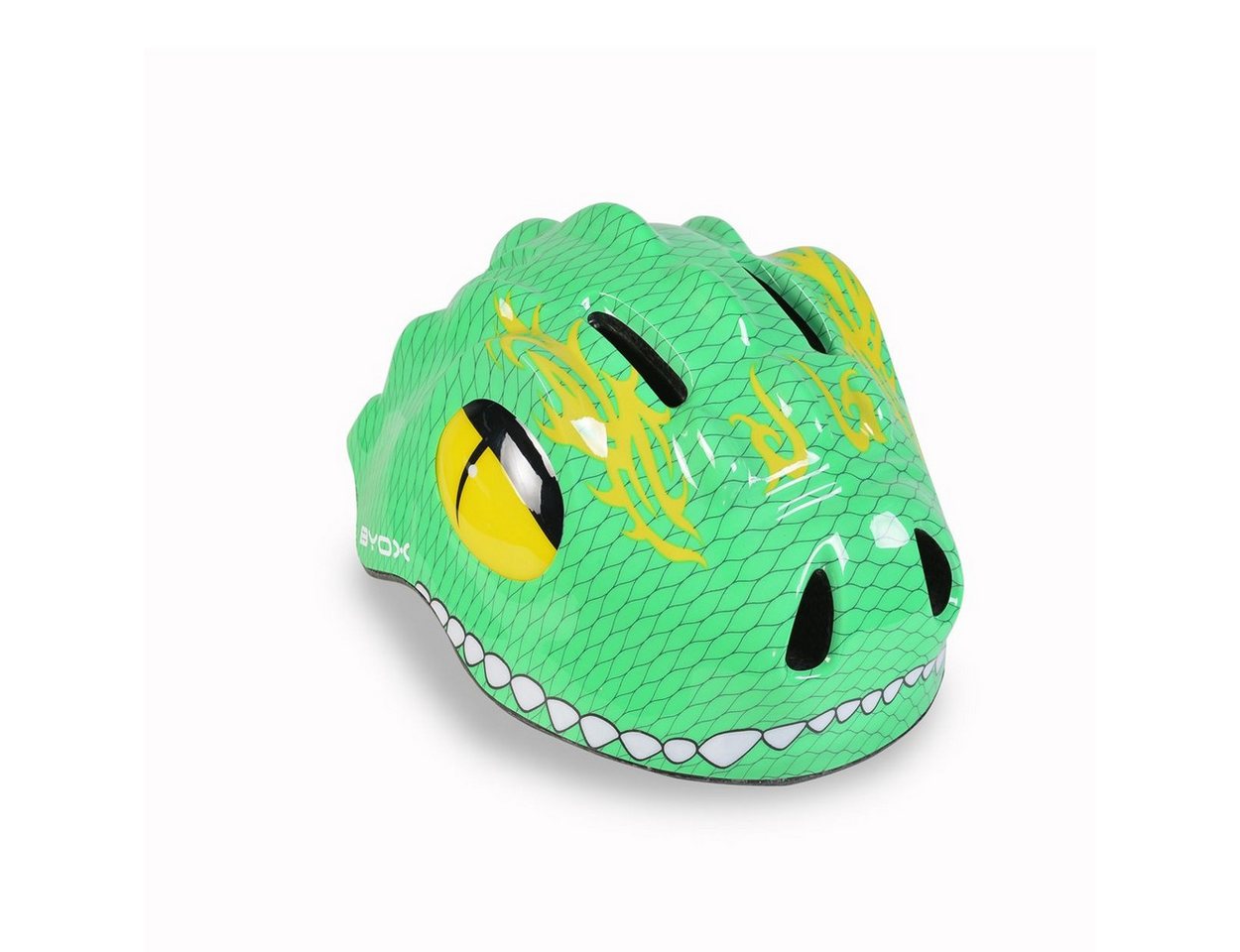 Byox Kinderhelm Y27 Dino, Größe S 48-54 cm, LED-Beleuchtung, 4 Löcher, einstellbar, EPS-Schale – Bild 2 von 5