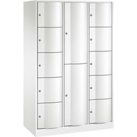 Kombi-Schließfachschrank, H1950xB1148xT540 mm, 5+2+5 Fächer, Verkehrsweiß