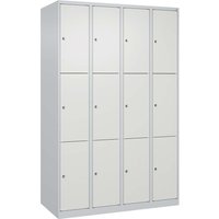 C+P Schließfachschrank Classic PLUS, 12 Fächer, 1850x1200x500mm, Lichtgrau/Verkehrsweiß