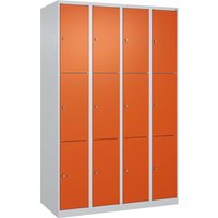C+P Schließfachschrank Classic PLUS, 12 Fächer, 1850x1200x500mm, Lichtgrau/Reinorange