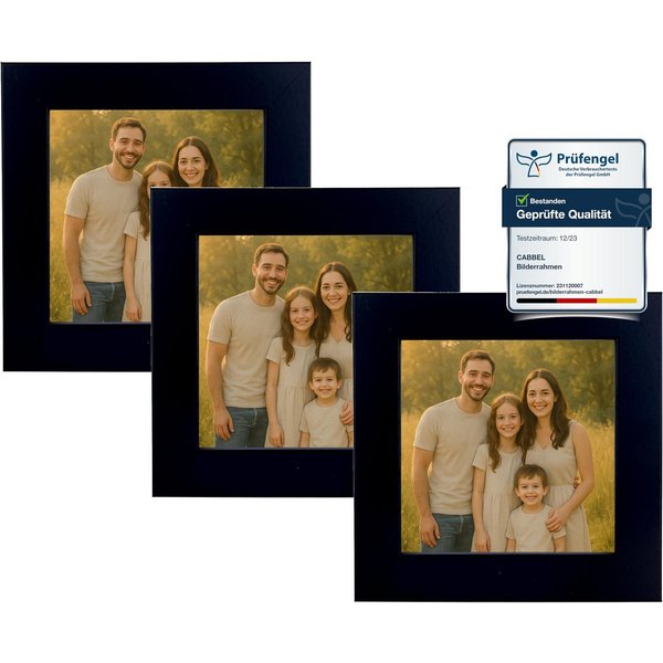 CABBEL Bilderrahmen MDF Holzrahmen Fotorahmen modern Collagen Foto Poster Galerie Wanddeko, für 3 Bilder (3 St), 10x10 cm Schwarz Wohnzimmer elegant Schmal Foto