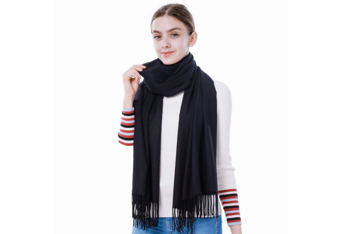 Cachito Modeschal Damen Schultertuch Abendkleid festlich Schal, mit quasten/fransen, Tücher für abendkleid Stola Scarf Winterschal – Bild 2 von 5
