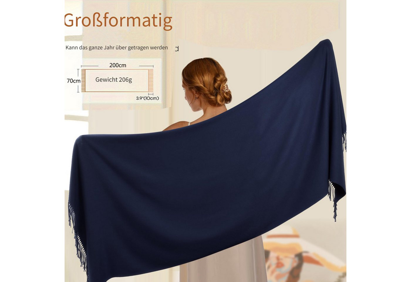 Cachito Modeschal Damen Schultertuch Abendkleid festlich Schal, mit quasten/fransen, Tücher für abendkleid Stola Scarf Winterschal – Bild 5 von 5