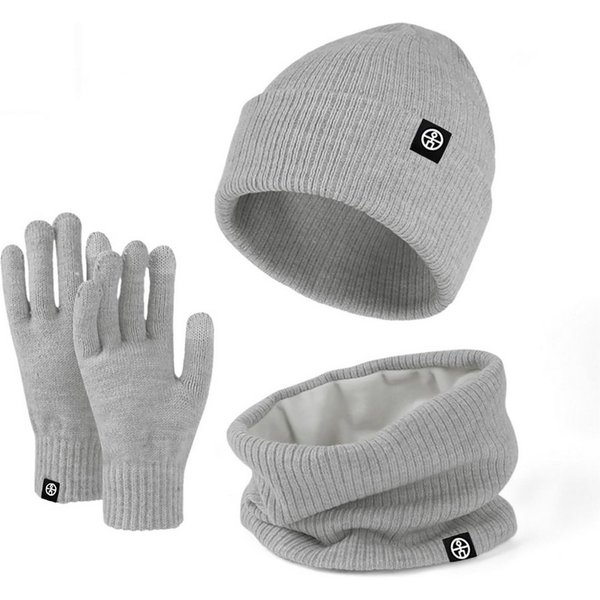 Cachito Mütze & Schal 3in1 Unisex BeanieMütze Touchscreen Handschuhe und Loop Schal Set (Mit Weiches Fleecefutter) für Outdoor Sport Joggen Skifahren