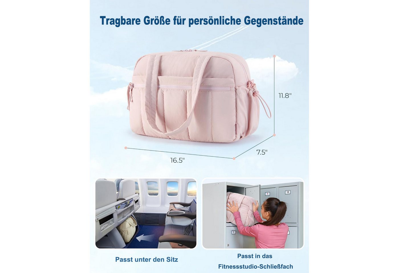 Cachito Reisetasche Damen Sporttasche, Wasserabweisende Weekender Reisetasche, Handgepäck (1-tlg), Fitness-Tasche mit Nasstasche für Schwimmen und Sauna – Bild 3 von 5