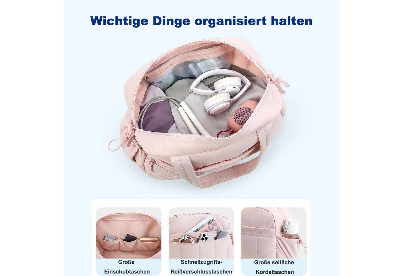 Cachito Reisetasche Damen Sporttasche, Wasserabweisende Weekender Reisetasche, Handgepäck (1-tlg), Fitness-Tasche mit Nasstasche für Schwimmen und Sauna – Bild 4 von 5