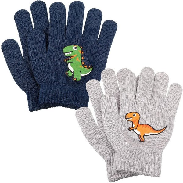Cachito Strickhandschuhe 2 Paar Winterthermische Handschuhe Dinosaurier Kinderhandschuhe für Jungen Mädchen
