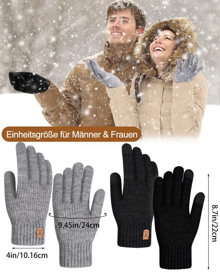 Cachito Strickhandschuhe Touchscreen Warme Strickhandschuhe Thermohandschuhe Outdoor Winter Geschenke für Herren und Damen – Bild 2 von 5