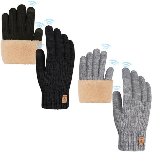 Cachito Strickhandschuhe Touchscreen Warme Strickhandschuhe Thermohandschuhe Outdoor Winter Geschenke für Herren und Damen