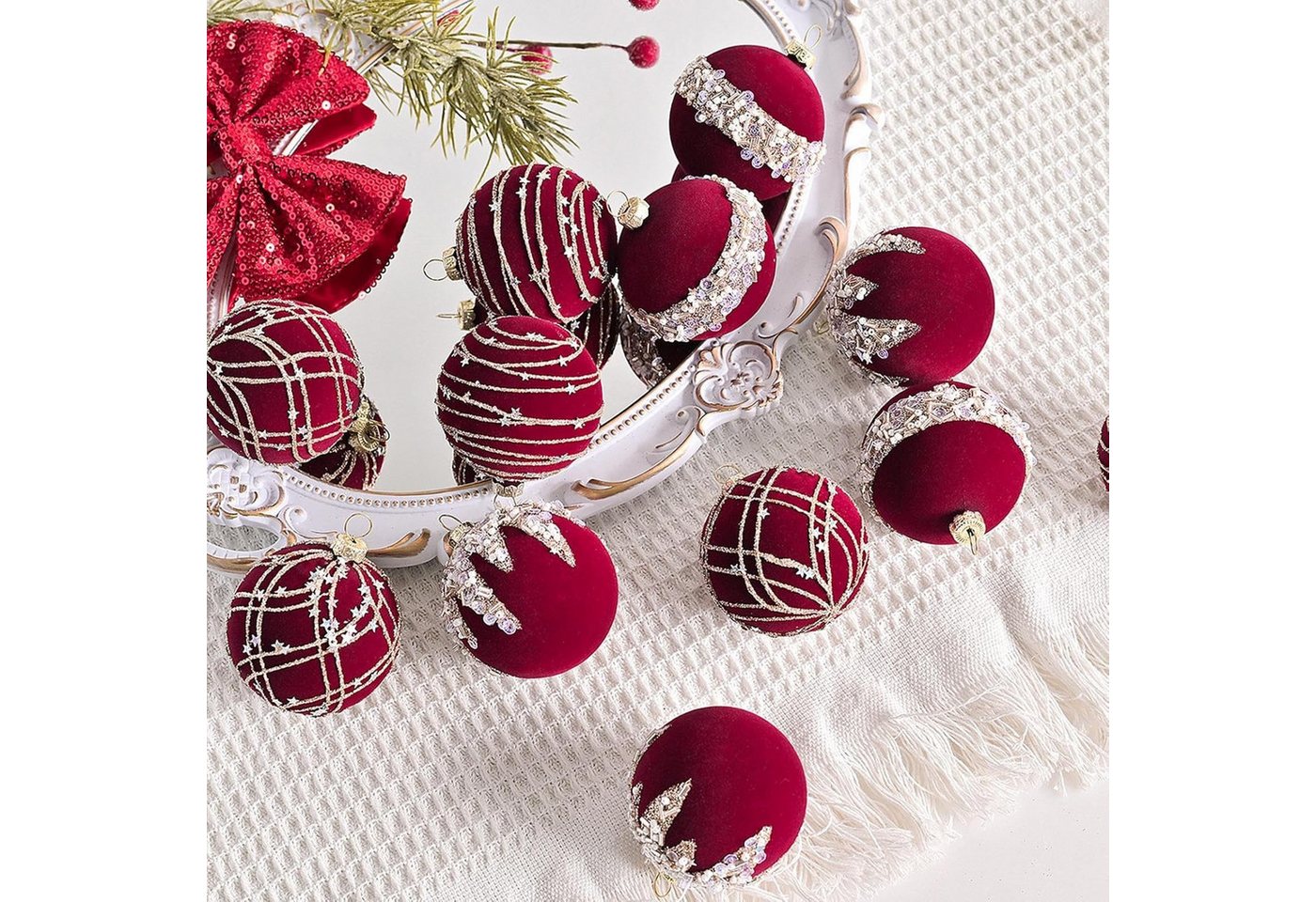 Cachito Weihnachtsbaumkugel Weihnachtsdeko Weihnachtskugeln 12-teiliges Set,Weihnachtsbaumschmuck – Bild 4 von 5