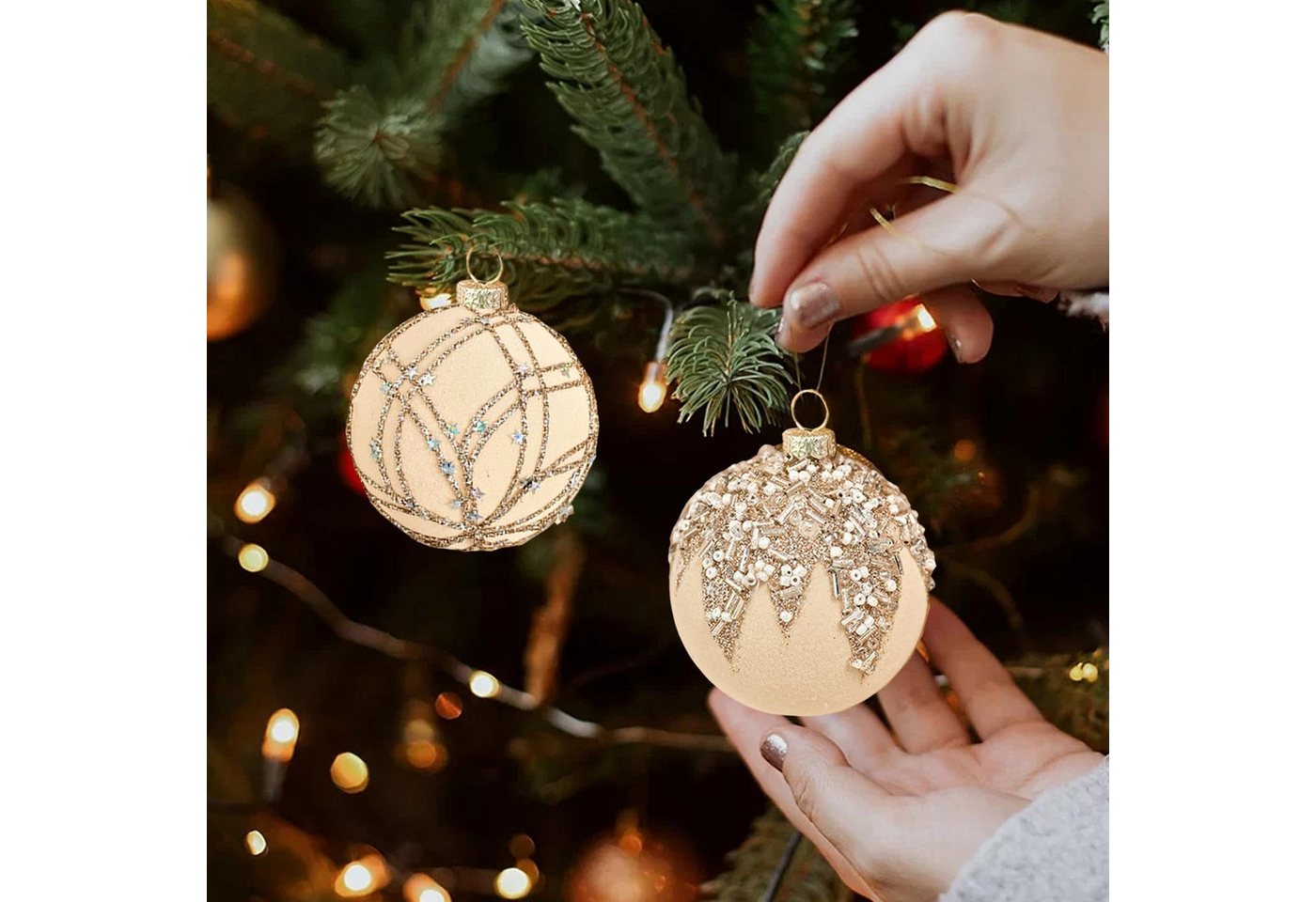 Cachito Weihnachtsbaumkugel Weihnachtsdeko Weihnachtskugeln 12-teiliges Set,Weihnachtsbaumschmuck – Bild 3 von 5