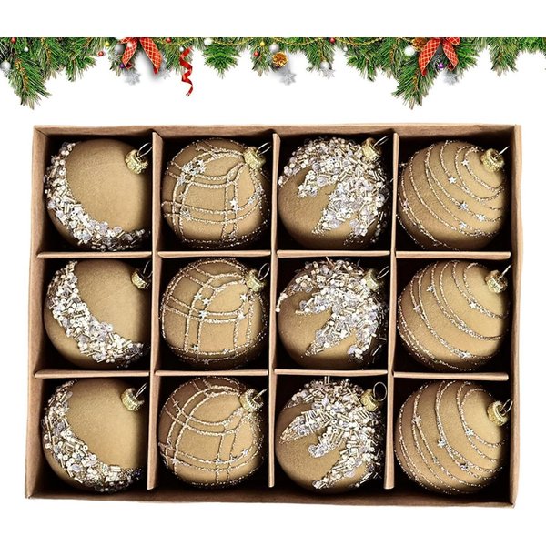 Cachito Weihnachtsbaumkugel Weihnachtsdeko Weihnachtskugeln 12-teiliges Set,Weihnachtsbaumschmuck