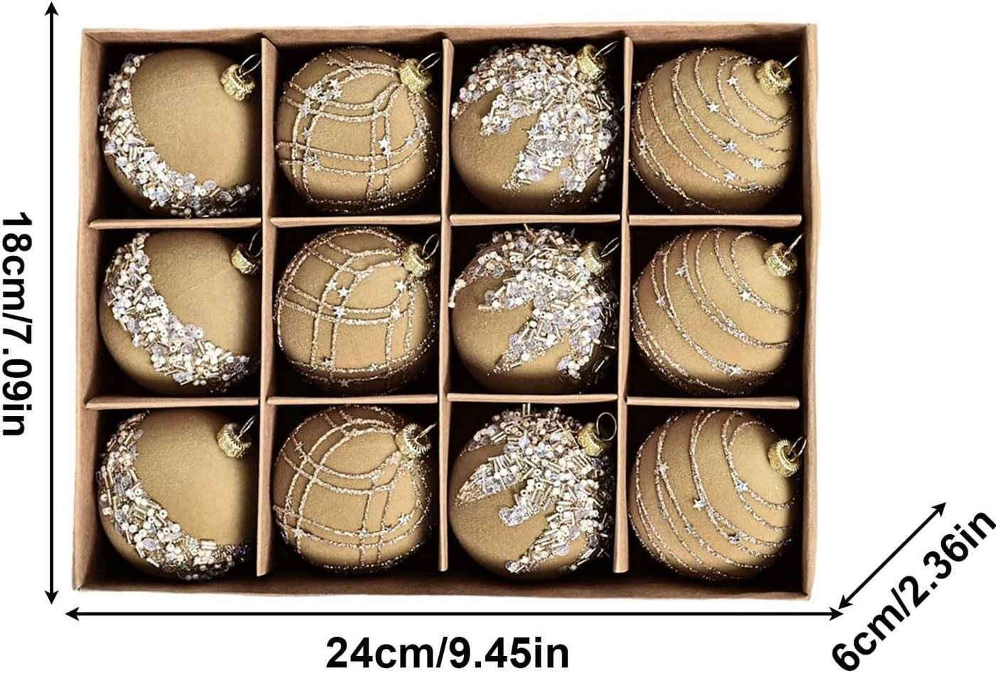 Cachito Weihnachtsbaumkugel Weihnachtsdeko Weihnachtskugeln 12-teiliges Set,Weihnachtsbaumschmuck – Bild 2 von 5