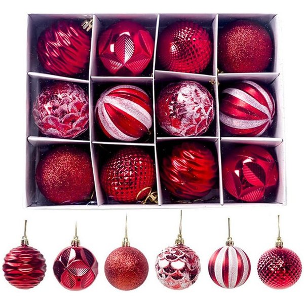 Cachito Weihnachtsbaumkugel Weihnachtskugeln Weihnachtsdeko 12-teiliges Set, Christbaumschmuck