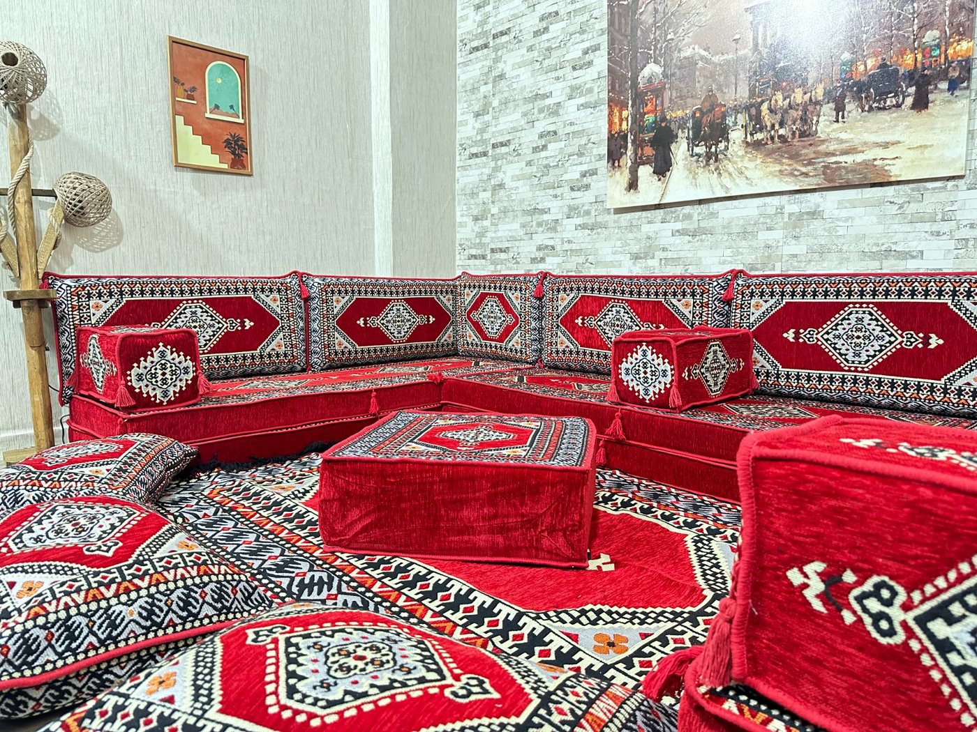 CaddeBuy Sofa Arabische Ecke Majlis, Orientalisches Sofa, Rot-Saray-U-20, 22 Teile – Bild 3 von 5
