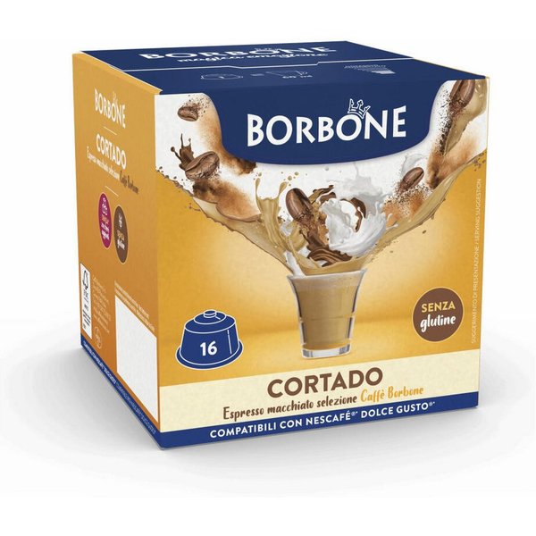 Caffè Borbone Kaffee Cortado, Espresso Macchiato, 16 Kapseln, Kompatibel mit Nescafé Dolce Gusto Maschinen*