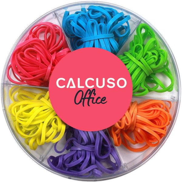 CALCUSO Gummibänder – 120 farbige Gummiringe je 2 Größen (160/100 mm) in Box