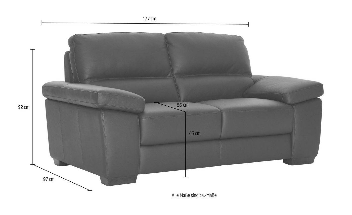 CALIA ITALIA 2-Sitzer Gaia, hochwertiges Ledersofa mit erstklassigem Sitzkomfort, edles Design, in zwei hochwertigen Lederqualitäten – Bild 5 von 5