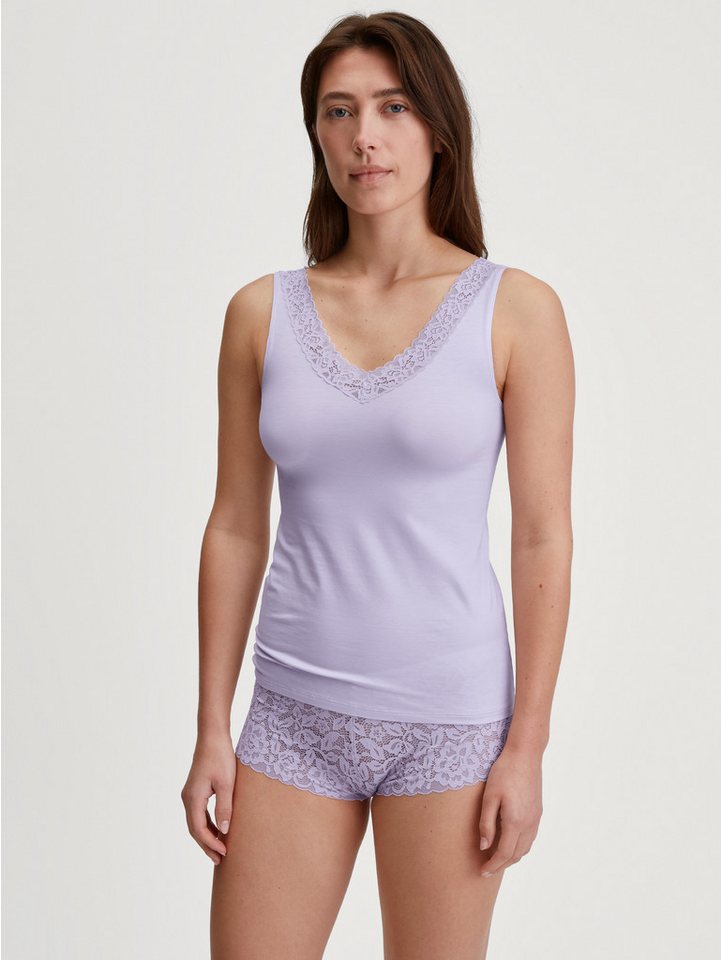 CALIDA Tanktop Natural Comfort Lace elastisch, V-Ausschnitt, weiche Spitze, breite Träger – Bild 3 von 5