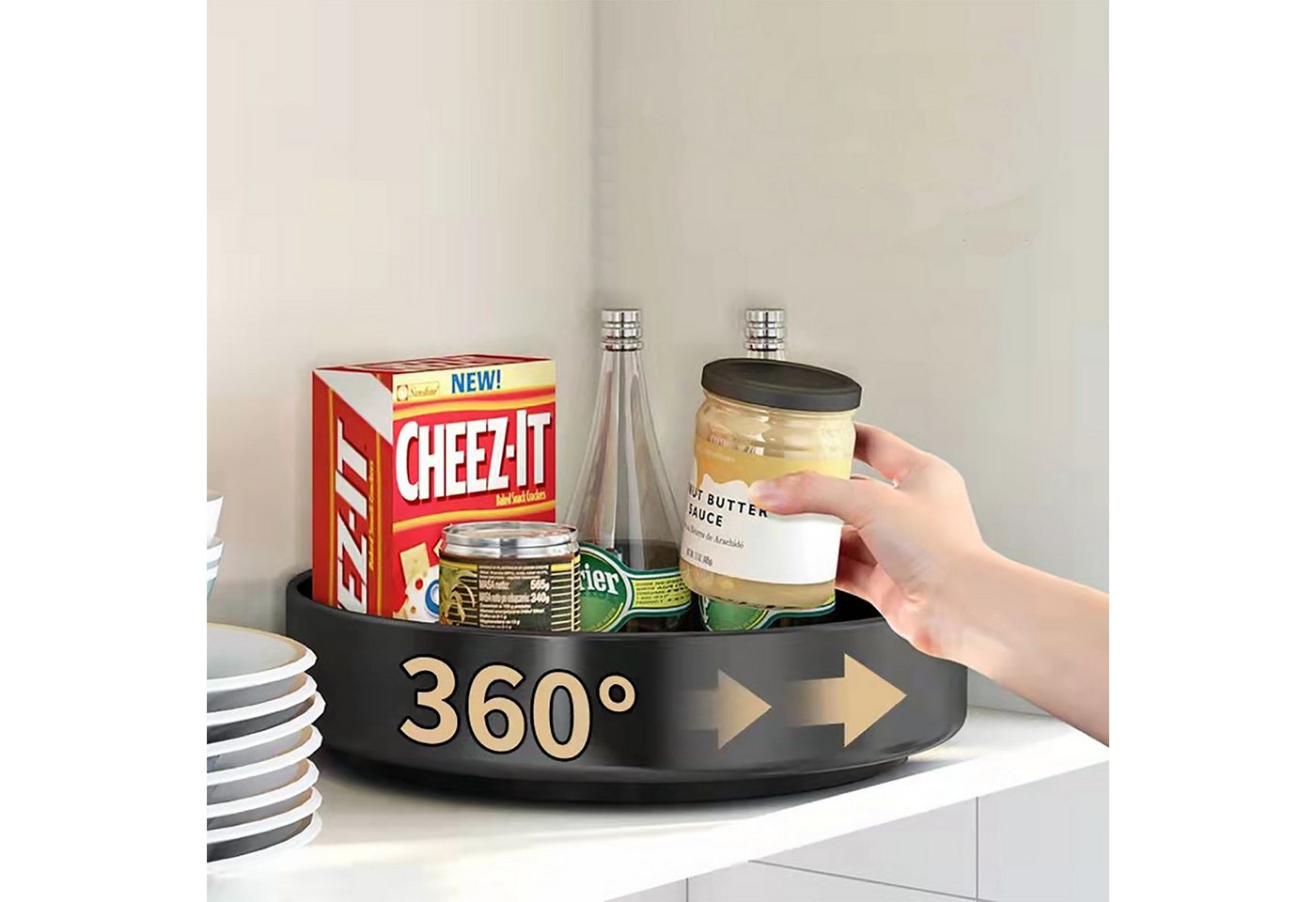 CALIYO Gewürzregal Gewürzregal, ein Großes Küchenregal aus Edelstahl um 360° Drehbar, ein Multifunktionales Lagerregal zur Aufbewahrung von Gewürzen – Bild 3 von 5