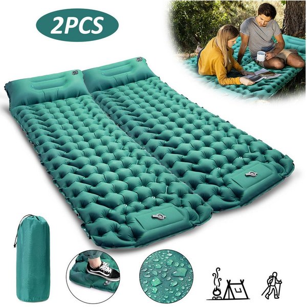 CALIYO Isomatte 2-Tlg Isomatte Outdoor, Isomatte Ultraleicht, Isomatte Camping Outdoor, (2-tlg., Isomatte Camping mit Fußpresse Pumpe und Kissen), erschleißfest