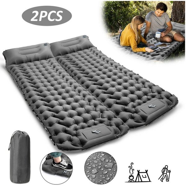 CALIYO Isomatte 2-Tlg Isomatte Outdoor, Isomatte Ultraleicht, Isomatte Camping Outdoor, (2-tlg., Isomatte Camping mit Fußpresse Pumpe und Kissen), erschleißfest