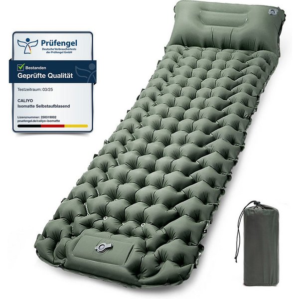CALIYO Isomatte Ultraleicht Isomatte mit integrierter Fußpumpe, Camping Outdoor, Rutschfest, wasserdicht & reißfest für maximalen Komfort
