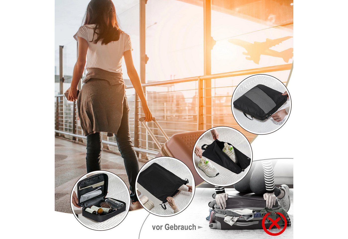 CALIYO Kofferorganizer Compression Packing Cubes Set für mehr Platz im Koffer & Backpack (6-tlg), Packtaschen mit Kompression für Rucksack & Koffer – Bild 4 von 5