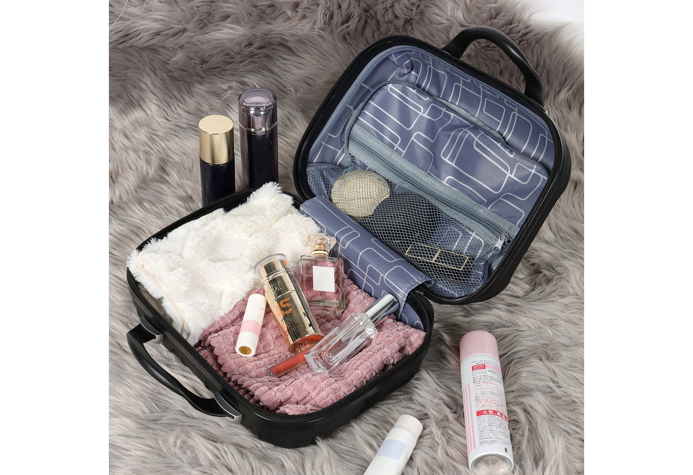 CALIYO Kosmetikkoffer Tragbare Make-up Organizer Box Kosmetikkoffer Make-up Koffer, für Kosmetiktasche für Reise Kulturbeutel auf Trolley befestigbar – Bild 2 von 5