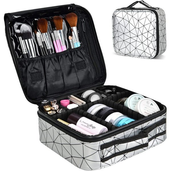 CALIYO Kosmetiktasche Portable Reise Make Up Tasche, Professionelle MakeUp Organizer Tasche, Schmink Aufbewahrung Kosmetische Wasserdicht mit Einstellbaren Teil