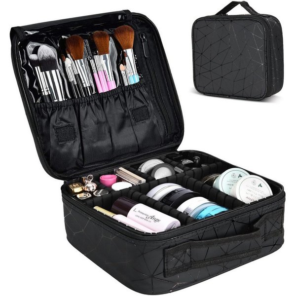 CALIYO Kosmetiktasche Portable Reise Make Up Tasche, Professionelle MakeUp Organizer Tasche, Schmink Aufbewahrung Kosmetische Wasserdicht mit Einstellbaren Teil
