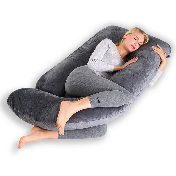 CALIYO Seitenschläferkissen Stillkissen, J-förmiges Schwangerschaftskissen zum Schlafen, Seitenkissen, Seitenschläferkissen ergonomisch geformt