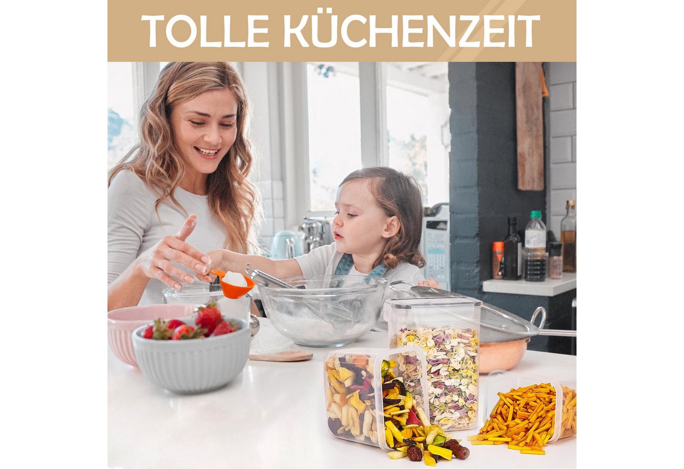 CALIYO Vorratsdose 24 Set Vorratsdosen Mit Deckel, Aufbewahrungsbox Küche Behälter, Polyprophylen (PP), (24-tlg), Vorratsgläser zur Aufbewahrung von Nudeln, Müs – Bild 2 von 5