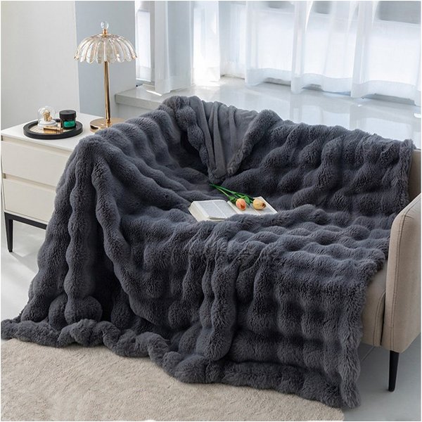 Wohndecke Bubble Decke Kuscheldecke Flauschig Warme Sofadecke Couchdecke, CALIYO, Für Den Winter, Kunstfelldecke,Weiche Wohn- & Kuscheldecken