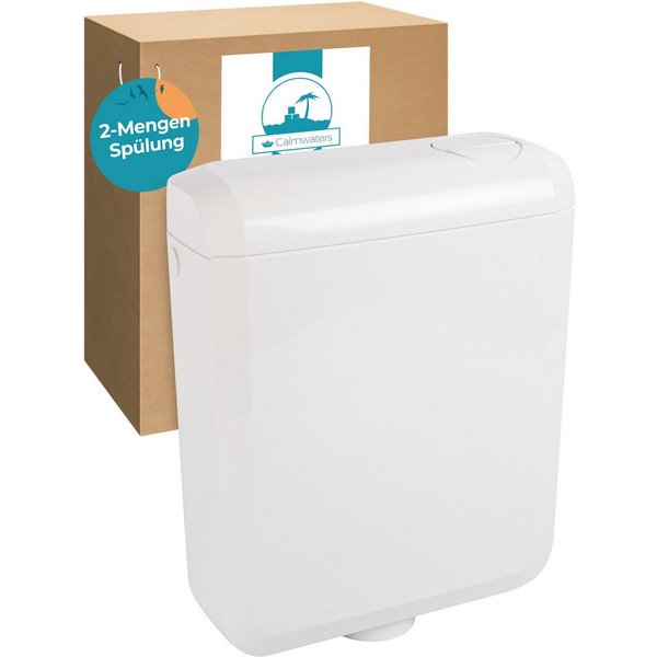 Calmwaters Spülkasten, Komplettset Anschluss links/rechts, Anschluss hinten separat zu kaufen, Aufputzspülkasten, Weiß, Zwei-Mengen-Technik, Sparspülung, 29HB27
