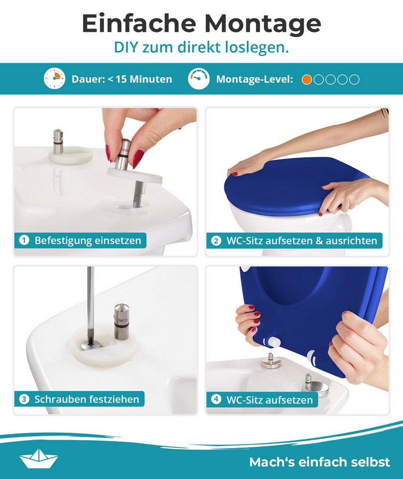 Calmwaters WC-Sitz Original, Premium, Made in EU, Absenkautomatik, bis 250 kg, Abnehmbar, 26LP6228 – Bild 2 von 5