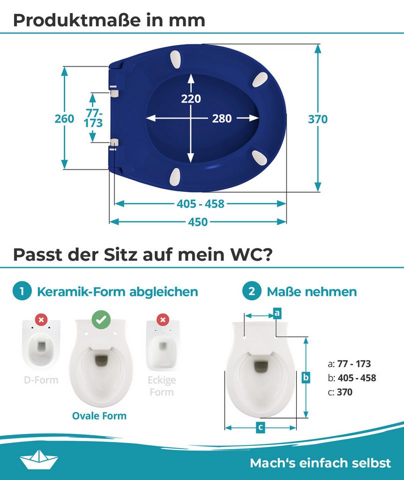 Calmwaters WC-Sitz Original, Premium, Made in EU, Absenkautomatik, bis 250 kg, Abnehmbar, 26LP6228 – Bild 5 von 5