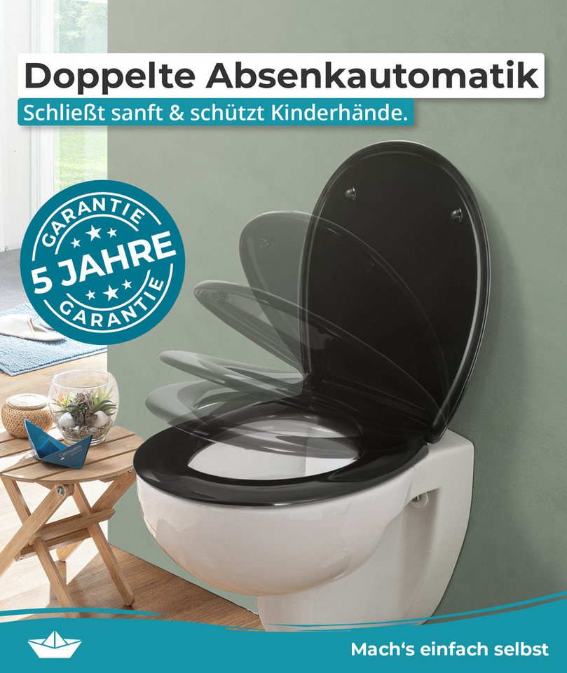 Calmwaters WC-Sitz Original, Premium, Made in EU, Absenkautomatik, bis 250 kg, Abnehmbar, 26LP6149 – Bild 3 von 5