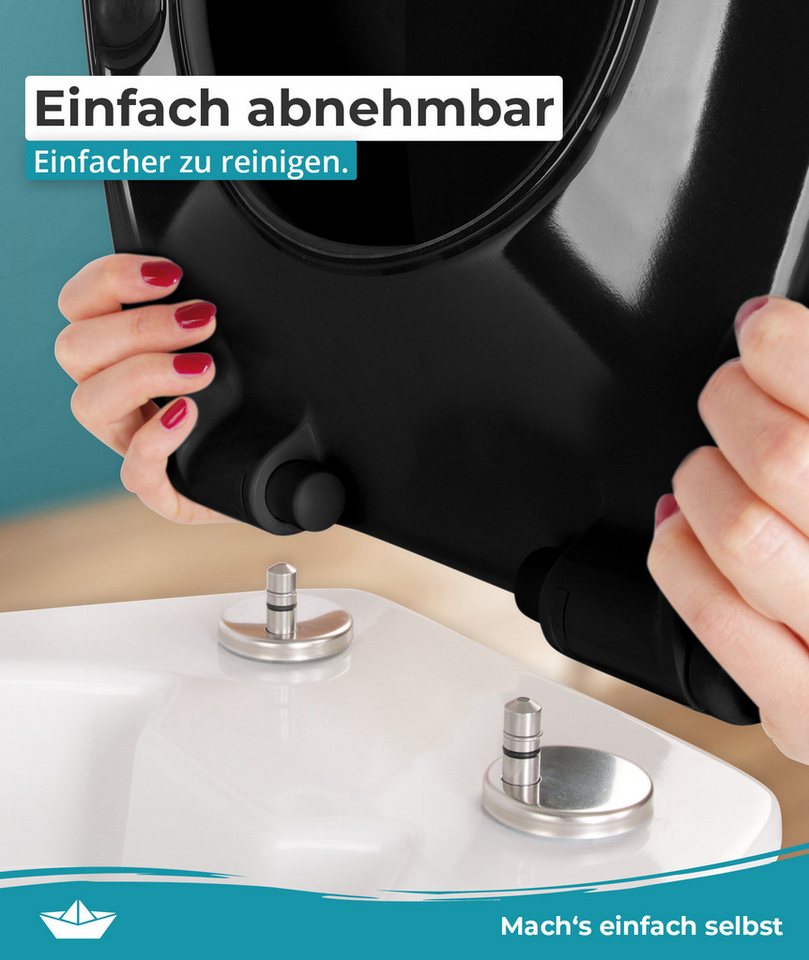 Calmwaters WC-Sitz Original, Premium, Made in EU, Absenkautomatik, bis 250 kg, Abnehmbar, 26LP6149 – Bild 4 von 5